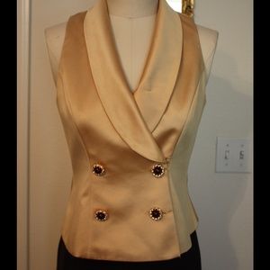 Gold satin sleeveless vest.